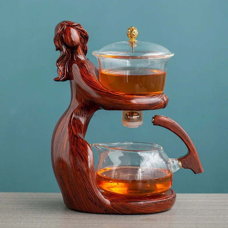 TeaLux Artisan Ensemble de Théière | Ensemble de thé élégant et automatique avec verre résistant à la chaleur et support stylé pour une expérience d'infusion parfaite