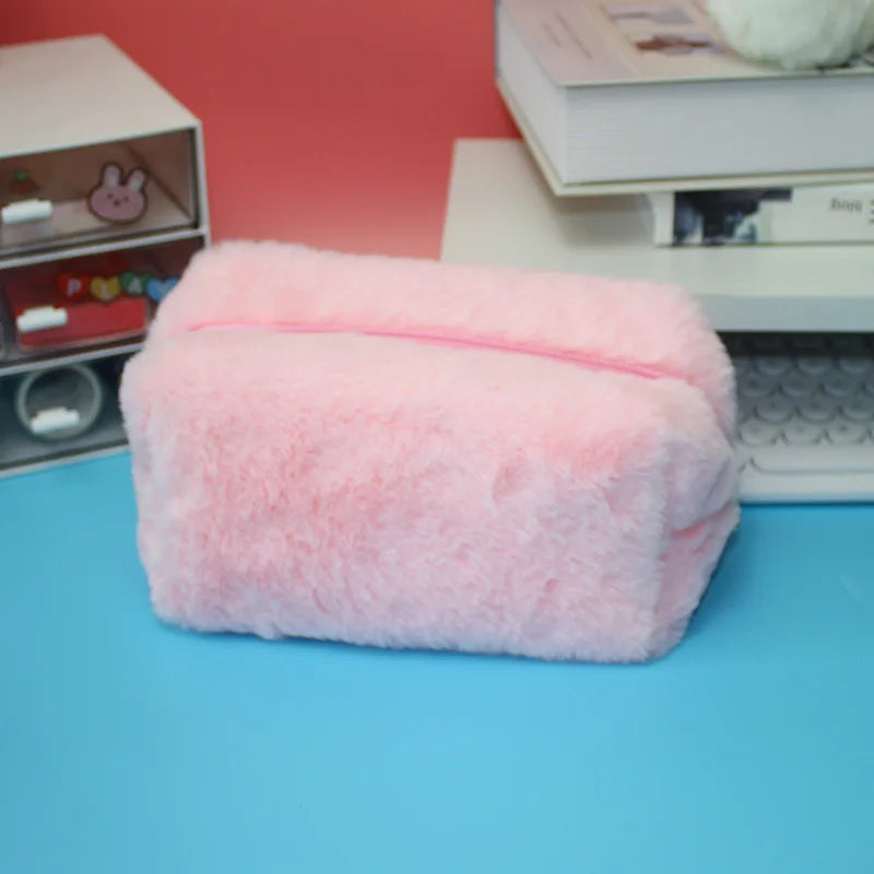 Trousse en peluche avec fermeture éclair | Trousse à crayons | Étui de rangement doux avec grande capacité pour crayons et stylos