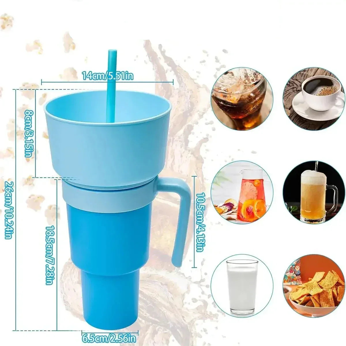 SipSnack Premium Tasse à boire | Gobelet 2-en-1 pour les snacks et les boissons, étanche aux éclaboussures et aux fuites, parfait pour les sous-bois.