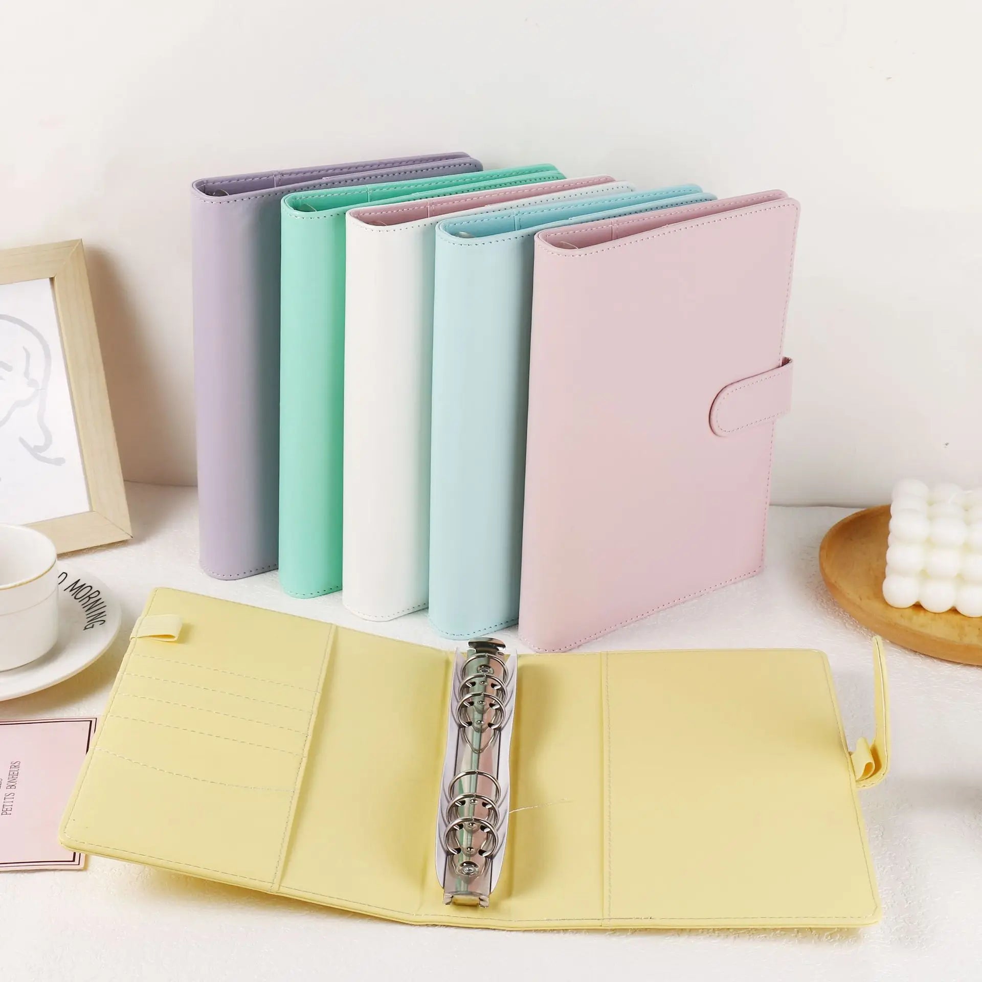 A5 classeur en cuir PU aux couleurs macarons | Planificateur | Album photo DIY et agenda en un