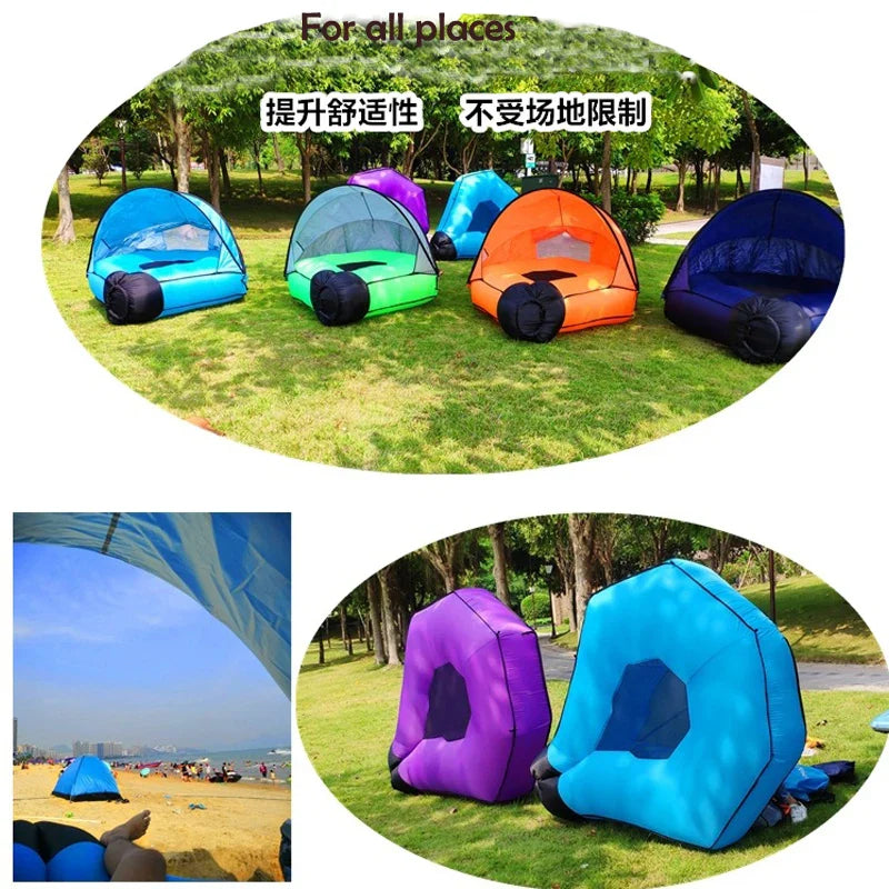Canapé Gonflable avec Ombre – Confortable et Imperméable pour Plage et Piscine