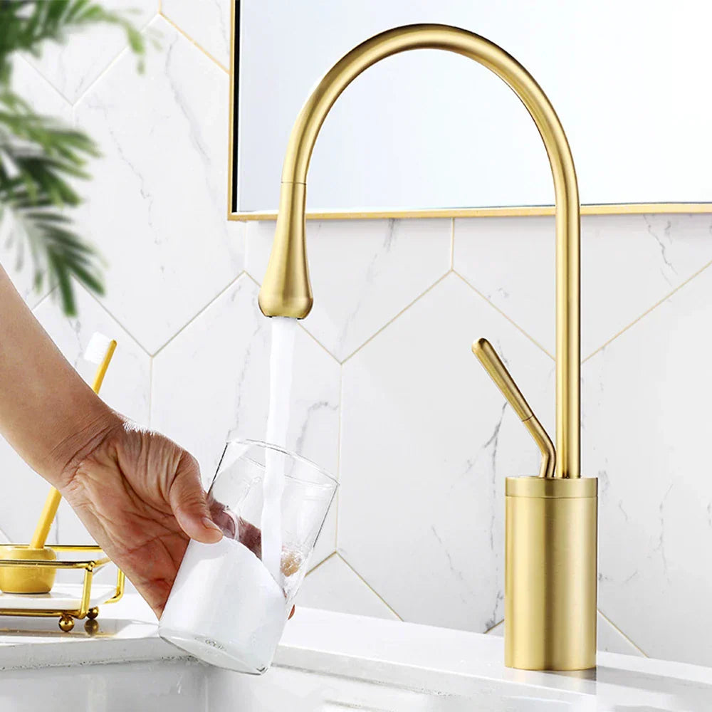 BrassGlow - Robinet Mélangeur Chaud & Froid pour Lavabo