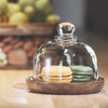 AcaciaCharm | Bol en verre raffiné avec couvercle en bois naturel pour les fruits secs et les sucrerie