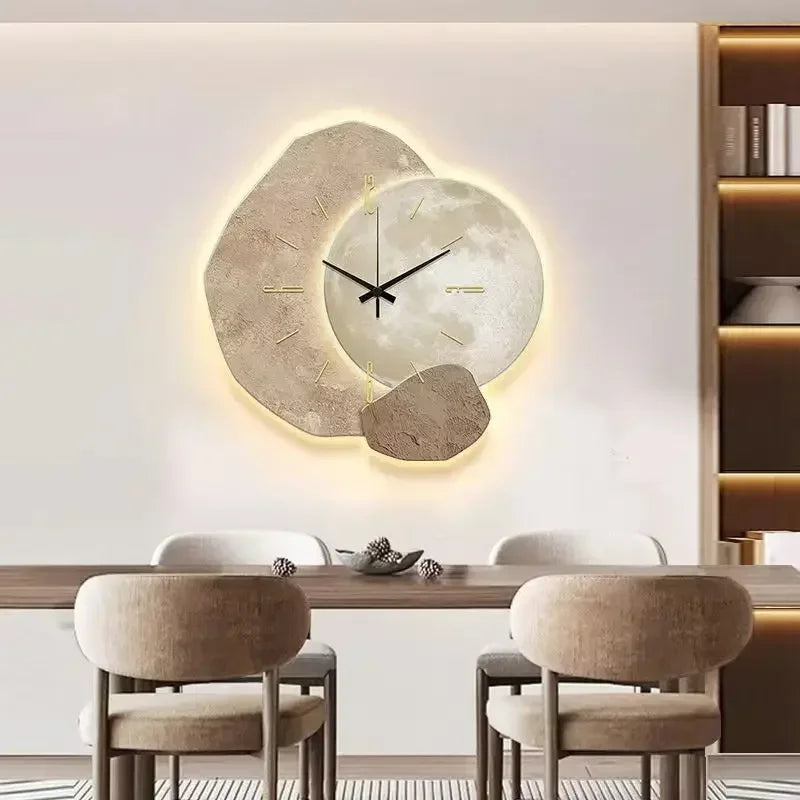 LuxeAura Horloge Murale Élégante | Design moderne avec éclairage d'ambiance et créativité