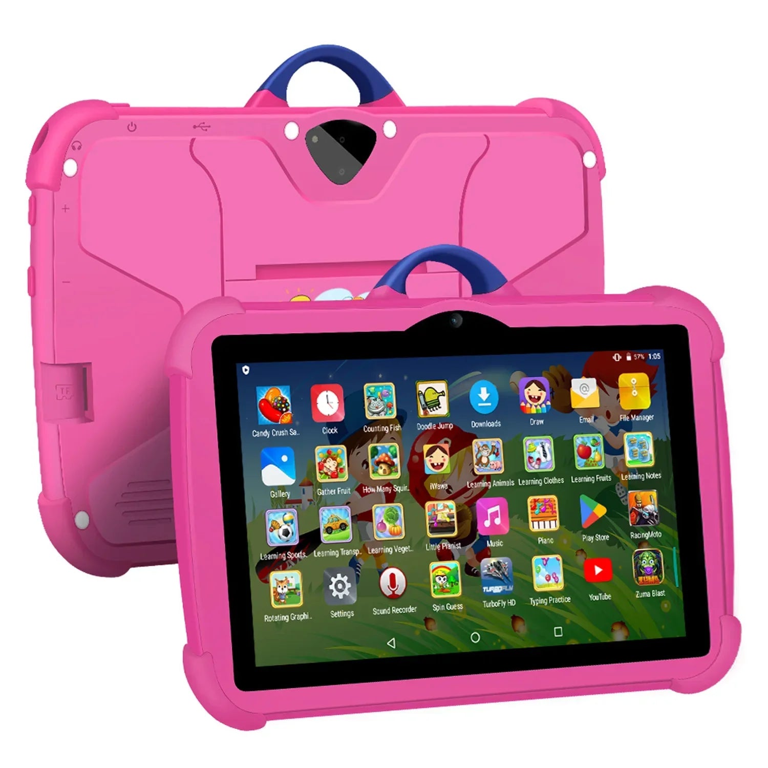 Tablette pour Enfants 7 Pouces Verte 4 Go RAM 64 Go ROM Android