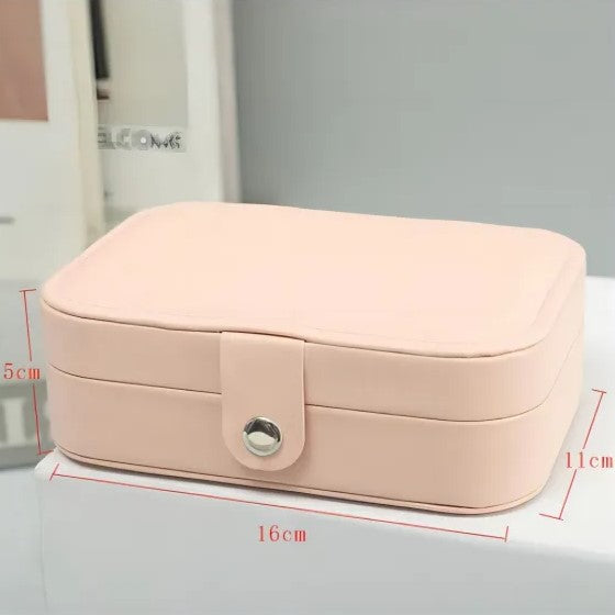 Boîte à bijoux portable en cuir à double couche