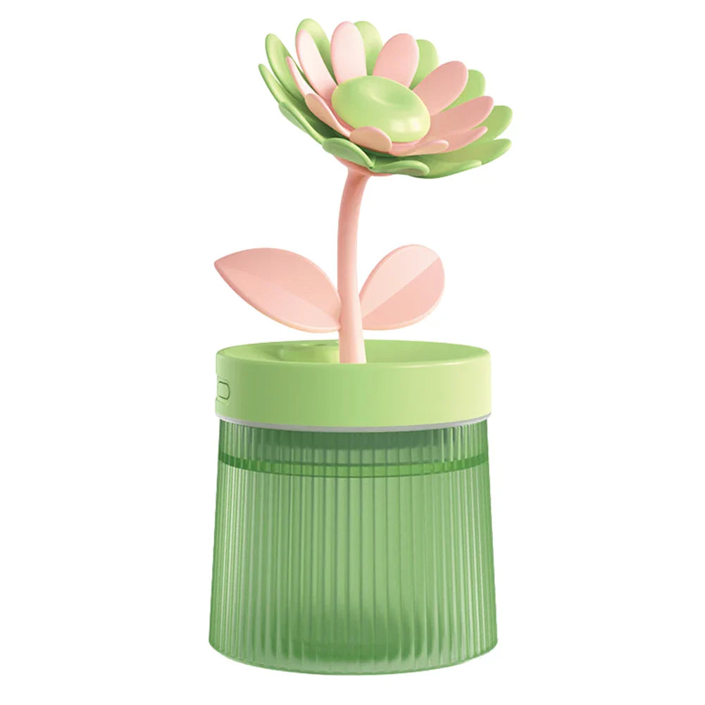 AquaLuxe Serenity Mist Humidificateur | Design floral apaisant avec 7 couleurs LED vives, fonctionnement ultra-silencieux et arrêt automatique pour une ambiance relaxante dans la chambre de bébé.
