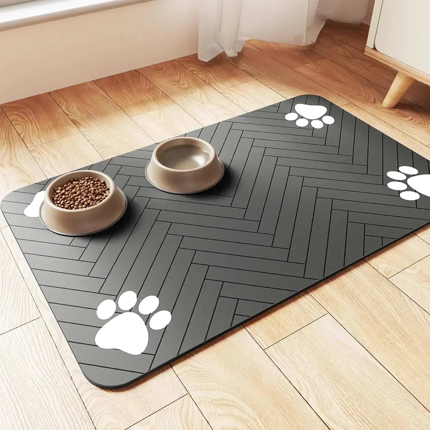 PetElegance Tapis Nourriture Luxe | Tapis absorbant avec dos imperméable pour chiens et chats