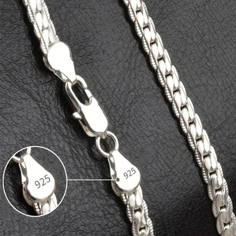 AuraElegance Collier en Argent Sterling | Design intemporel en argent sterling 925 avec une chaîne latérale de 6 mm, disponible en 16/18/20/22/24 pouces, parfait pour les mariages, les fiançailles et les cadeaux de luxe.