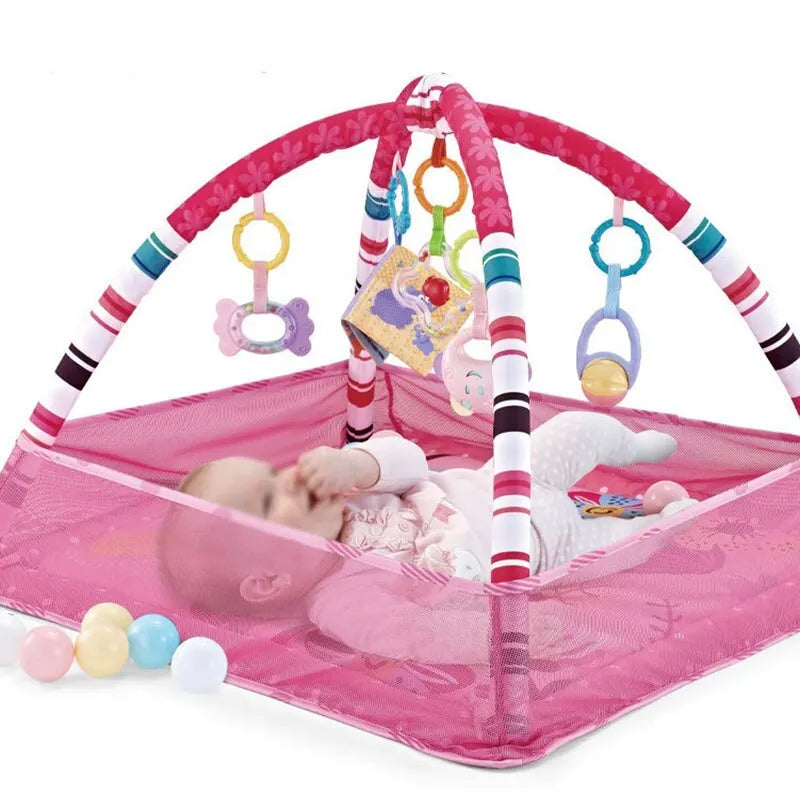 Tapis de Jeu Bébé avec Cadre de Fitness – Éducatif & Tissu Doux – Certifié CE – Tapis d'Activités pour Nouveaux-Nés & Tout-Petits