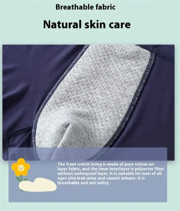 Boxer absorbant anti-fuite pour hommes | Sous-vêtements | Culotte d'incontinence haute taille lavable