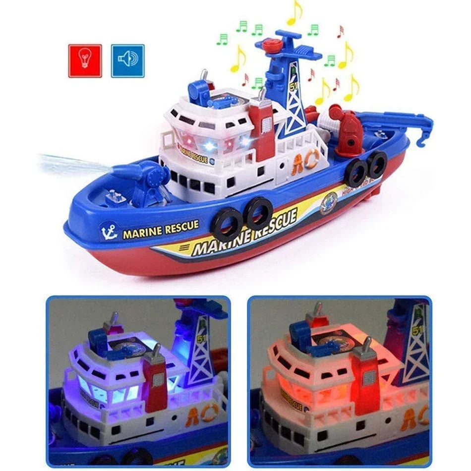 AquaPlay Elite Bateau de Sauvetage Marin | Bateau de pompiers interactif avec lumières et sons pour des aventures aquatiques passionnantes pour les enfants