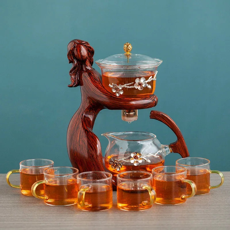 TeaLux Artisan Ensemble de Théière | Ensemble de thé élégant et automatique avec verre résistant à la chaleur et support stylé pour une expérience d'infusion parfaite