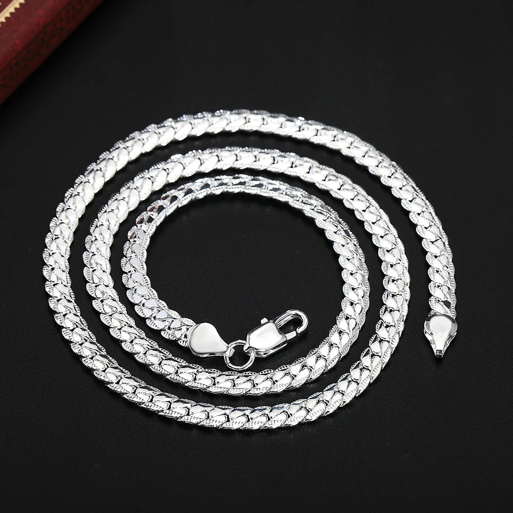 AuraElegance Collier en Argent Sterling | Design intemporel en argent sterling 925 avec une chaîne latérale de 6 mm, disponible en 16/18/20/22/24 pouces, parfait pour les mariages, les fiançailles et les cadeaux de luxe.