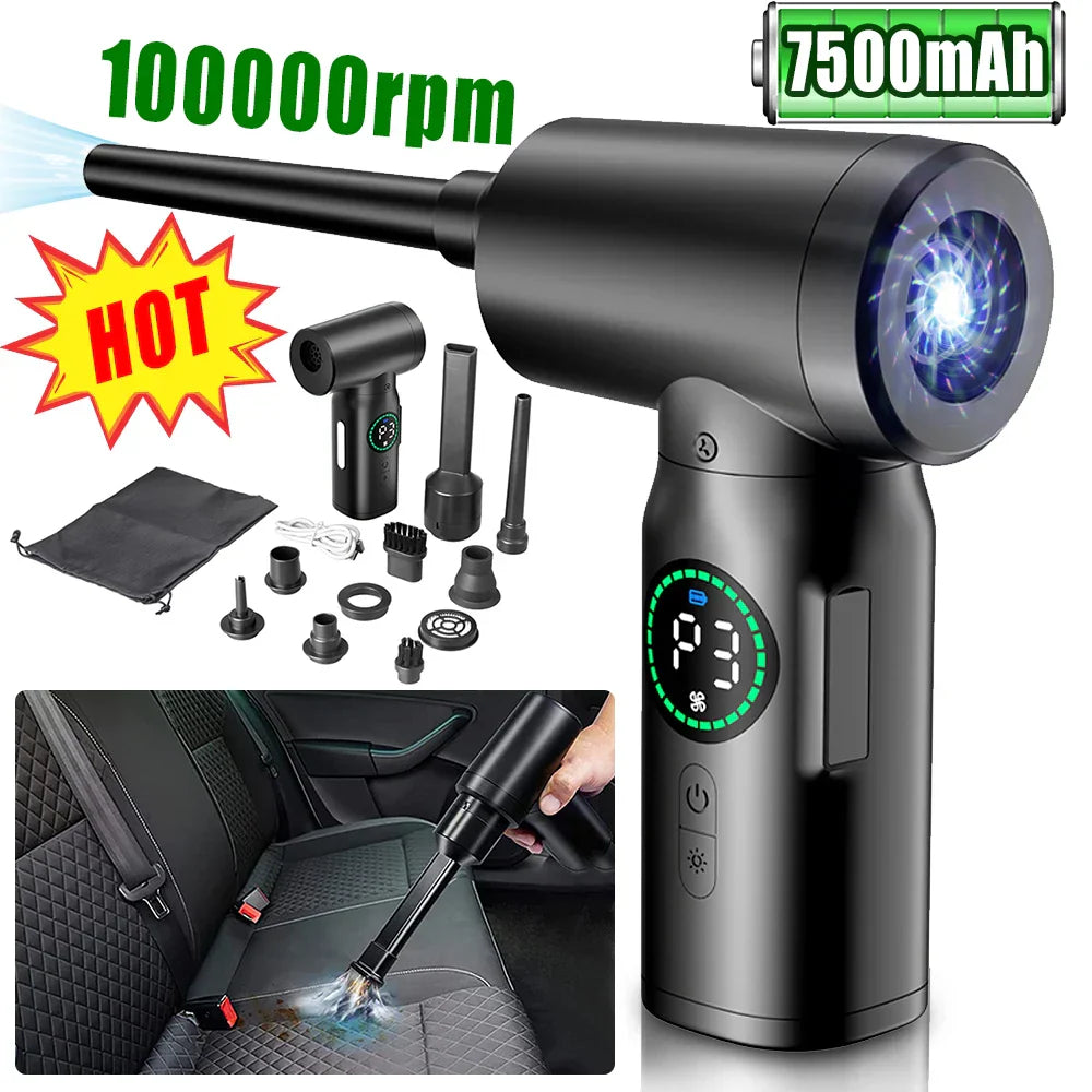 Aspirateur et souffleur portable 2-en-1 avec lumière LED (7500mAh) - AirMaster