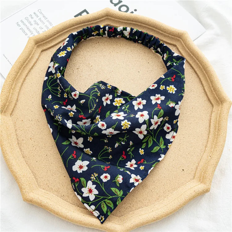 Bandana Vintage Fleurs d'Été 2022 – Accessoires de Cheveux Élégants pour Femmes et Filles