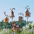Maison d'oiseaux en métal sur tige de jardin - FeatherNest