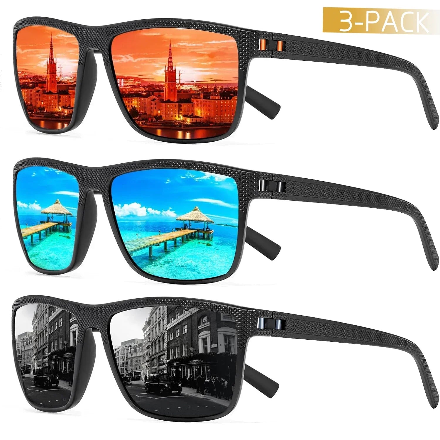 AquaShield Lunettes de Soleil Polarisées 3-Pack – Protégé et Stylé