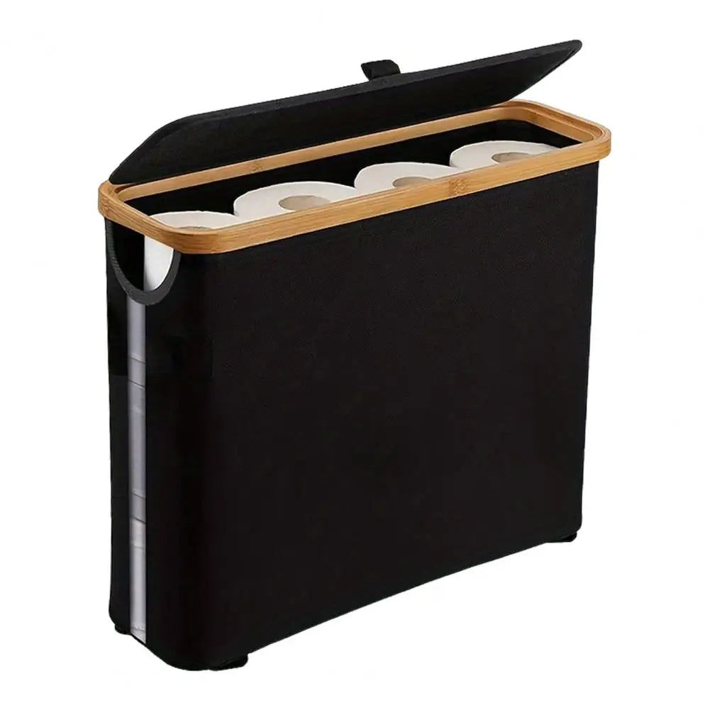 Panier de rangement élégant pour papier toilette LuxeNest | Support pliable stylé avec couvercle pour une salle de bain organisée et élégante