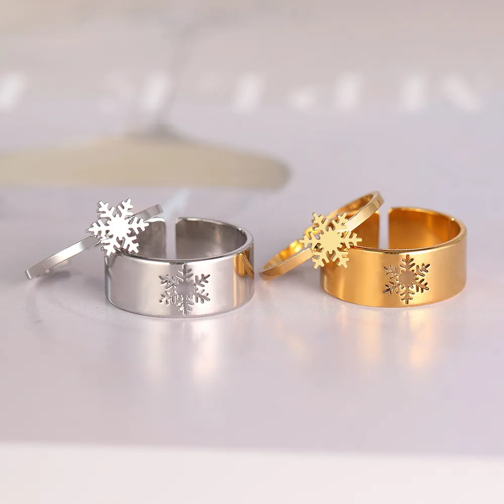 Bague de couple flocon de neige de Noël