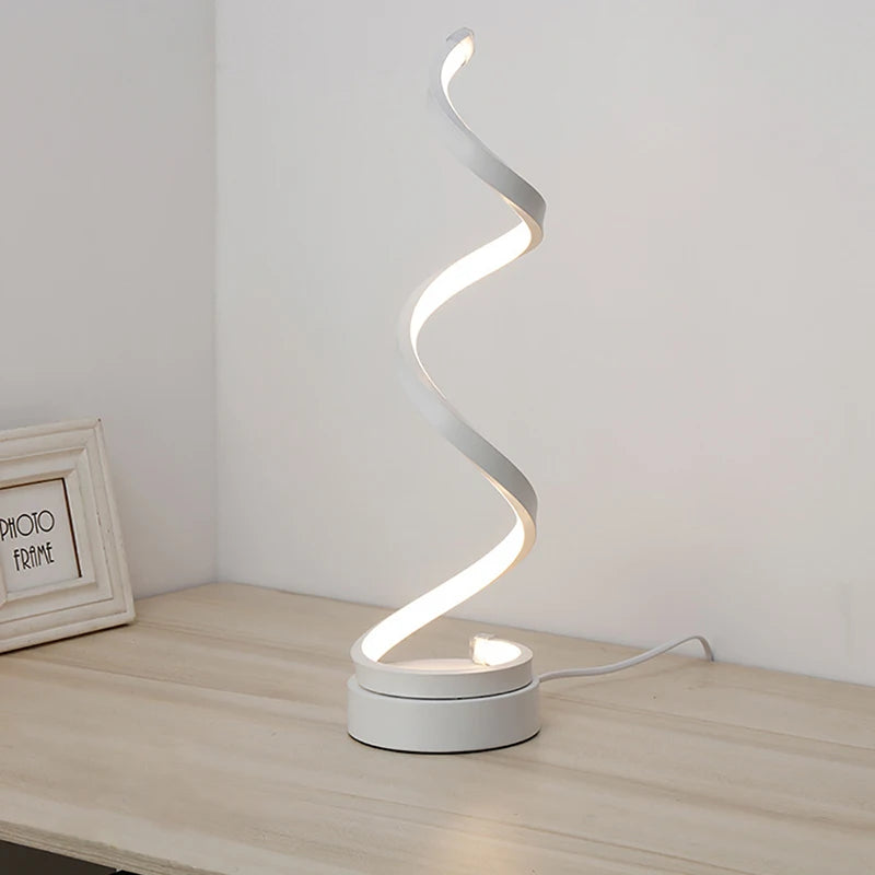 LuxeLumen Lampe de Table LED en Spirale | Luminosité Réglable pour Espaces de Vie et de Travail Élégants