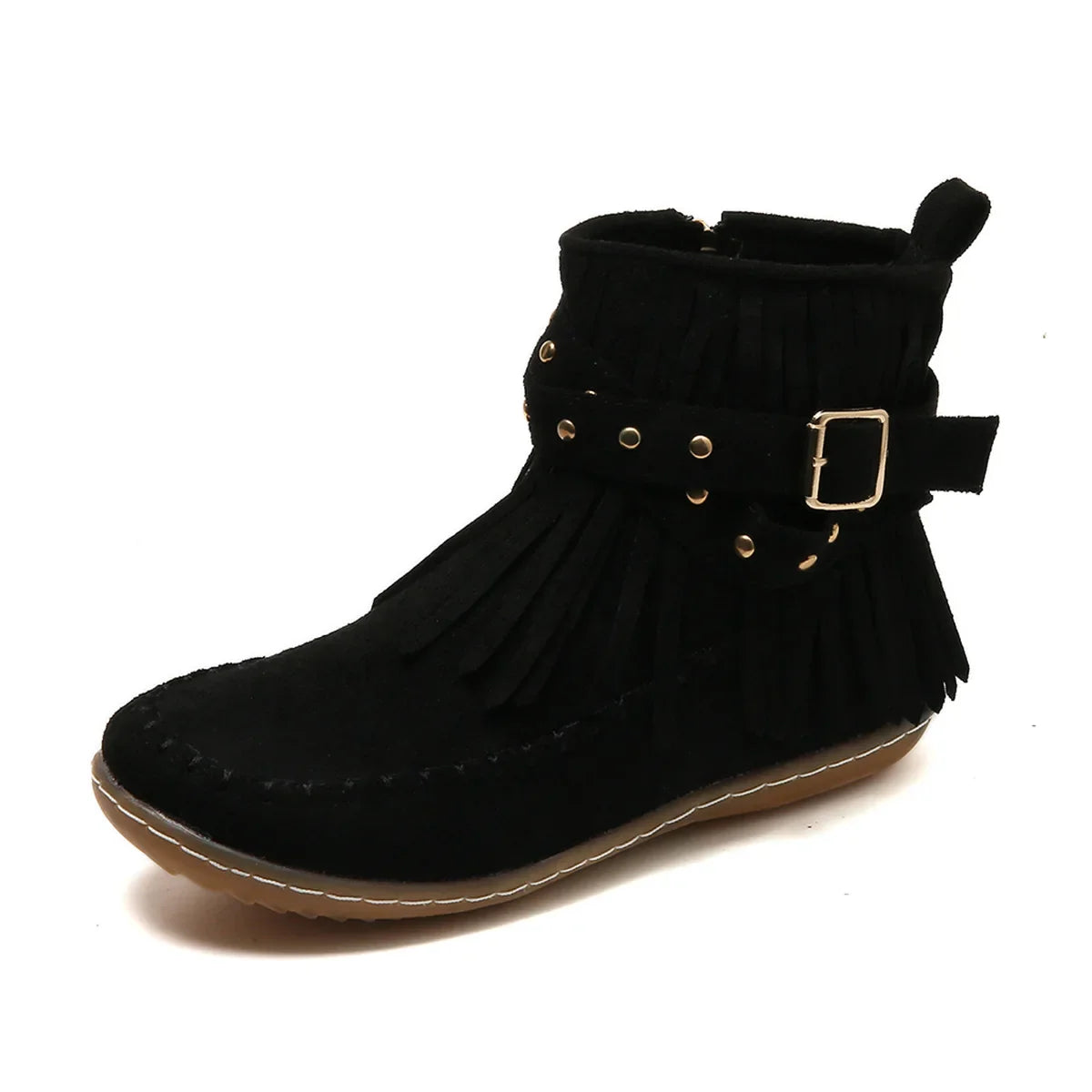 Bottes mi-mollet EleganceStride Luxe | Chic bottes à fermeture éclair avec bout rond et talon plat, parfaites pour le style et le confort d'automne.