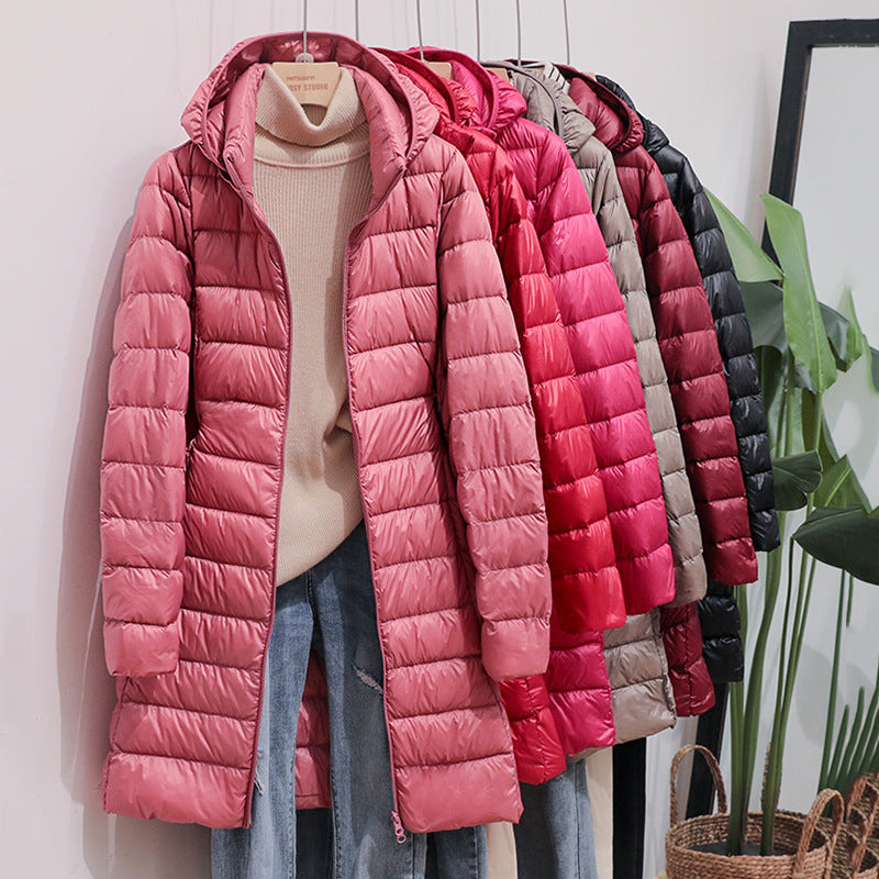 Veste polaire légère pour femmes | Veste en duvet ultra-légère et fine avec capuche amovible