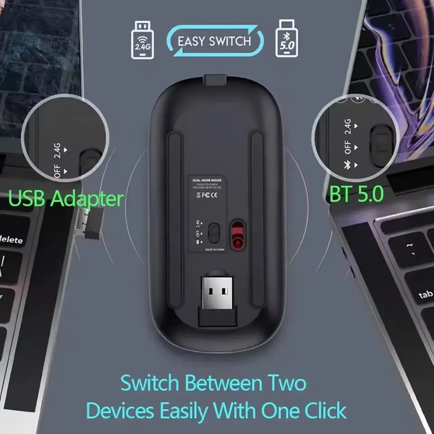 Souris de Jeu Sans Fil ClickPro Rechargeable Design Ergonomique Silencieux | Souris de Jeu | Souris Sans Fil pour Ordinateur Portable, PC, iPad & Tablettes