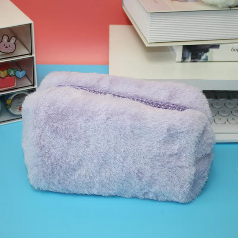 Trousse en peluche avec fermeture éclair | Trousse à crayons | Étui de rangement doux avec grande capacité pour crayons et stylos