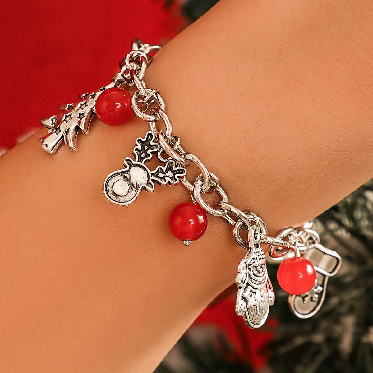 Bracelet en argent charmant de Noël