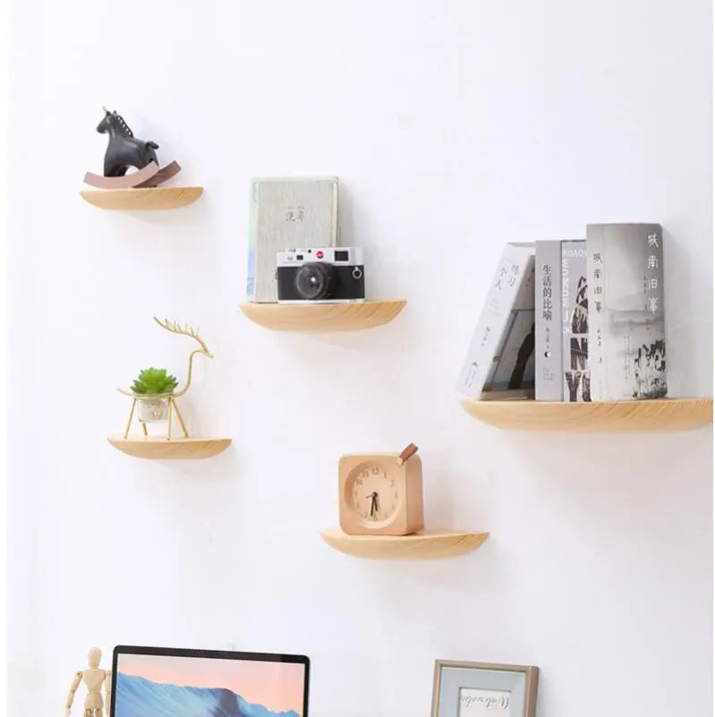 Étagère murale semi-circulaire WoodVogue | Étagère en bois haut de gamme pour l'affichage et le rangement de projecteurs