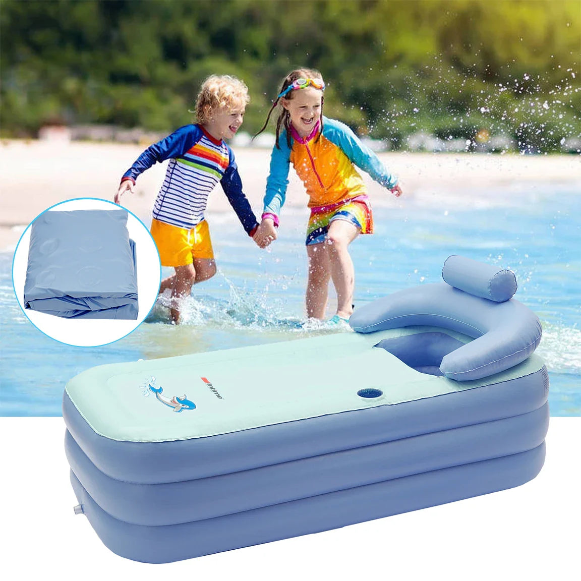 Baignoire Gonflable pour Bébé avec Support Coussin – Piscine Confortable et Sûre pour Bébé