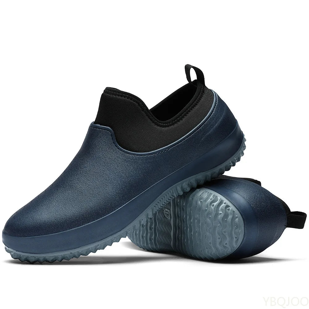 AquaElegance Bottes de Pluie Courtes pour Hommes | Chaussures en Caoutchouc Imperméables, Antidérapantes et Confortables, Idéales pour les Chefs et les Activités en Plein Air par Temps Pluvieux.
