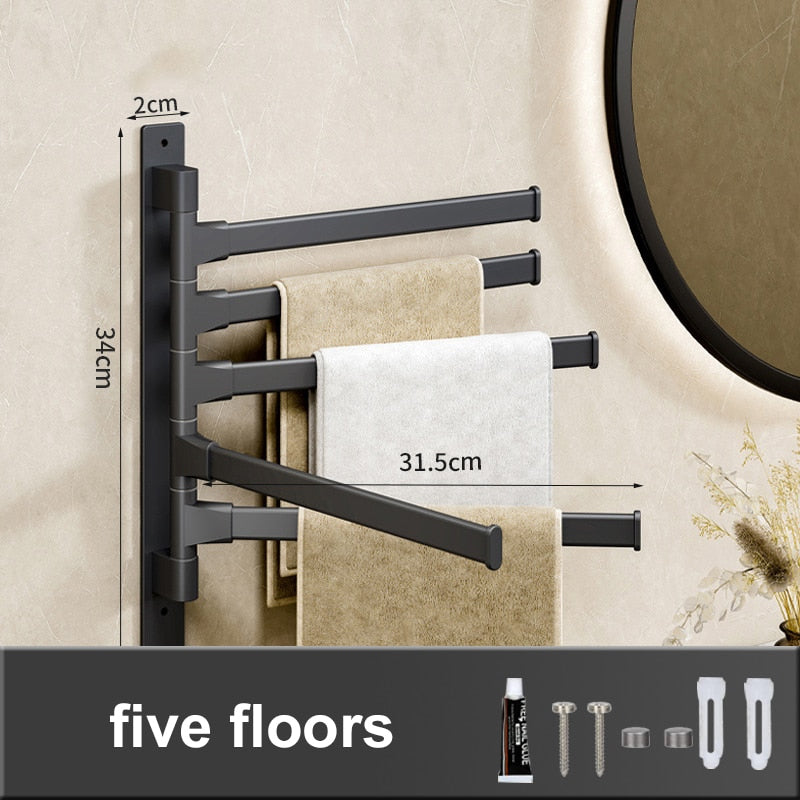LuxuraElegance Porte-serviettes Pivotant | Monté au mur, autocollant et sans perçage pour une expérience de salle de bain raffinée
