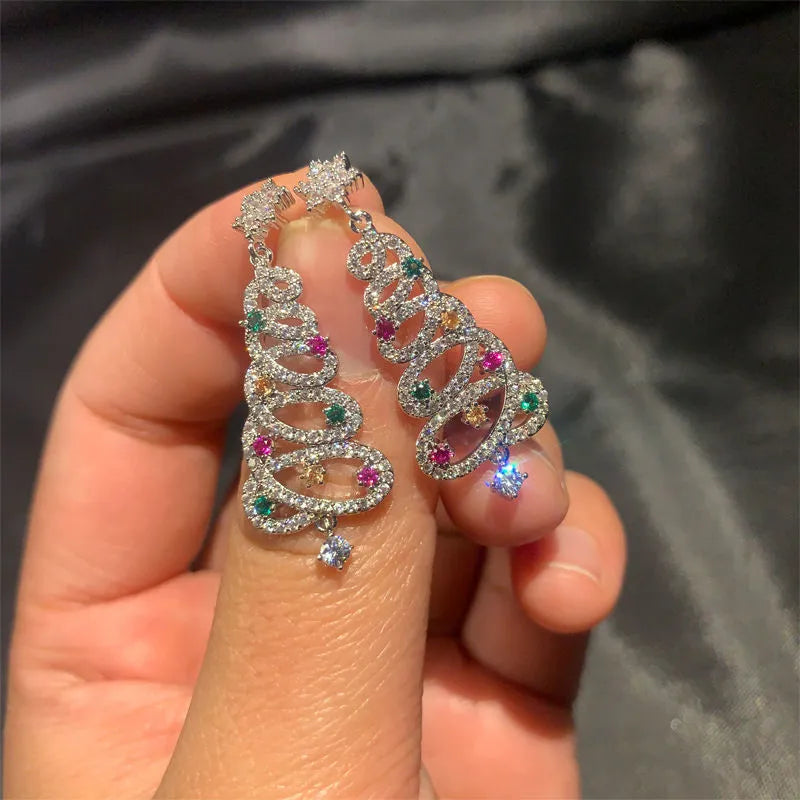 Boucles d'oreilles en pompons arbre de Noël