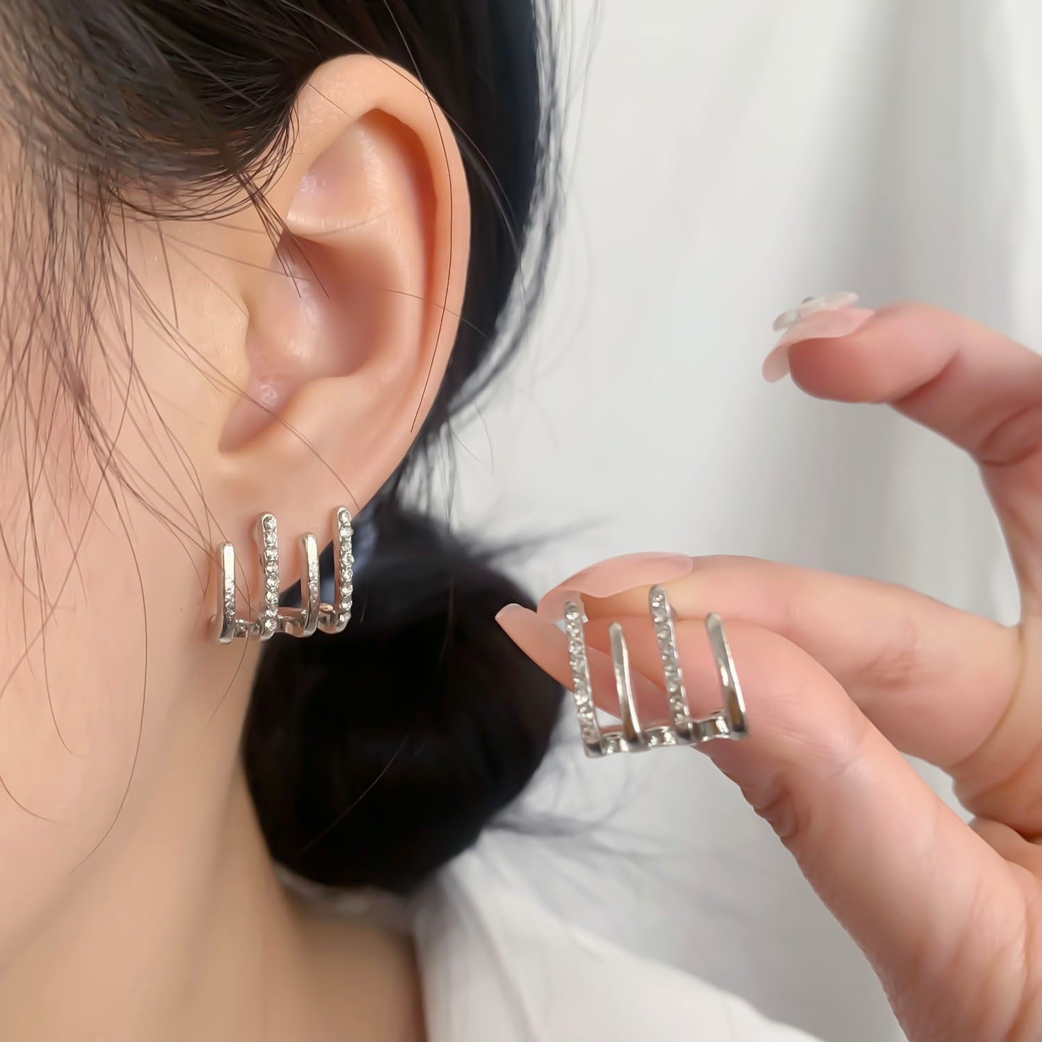 Boucles d'oreilles Illusion avec Quatre Créoles et Zirconia - Zarvia