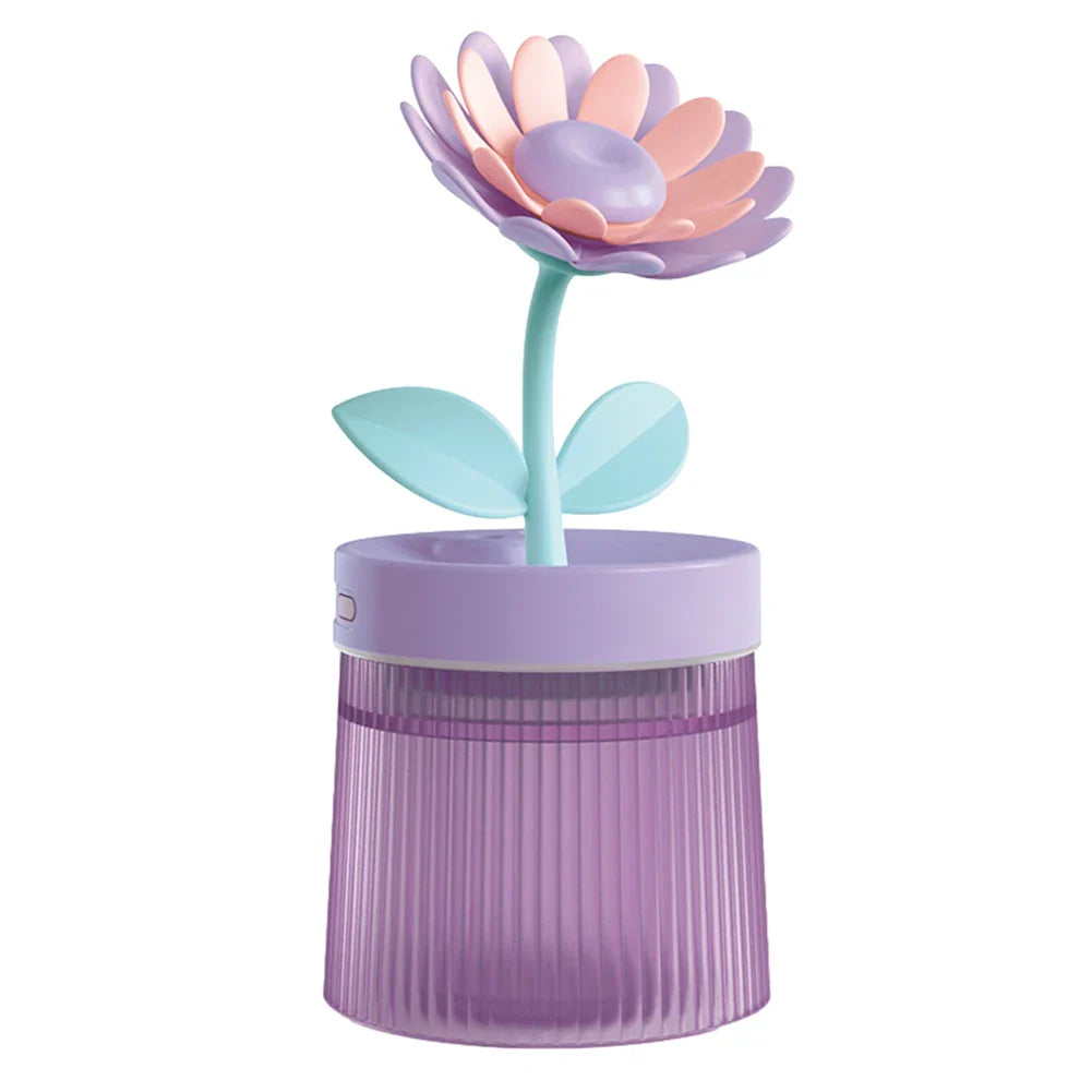 AquaLuxe Serenity Mist Humidificateur | Design floral apaisant avec 7 couleurs LED vives, fonctionnement ultra-silencieux et arrêt automatique pour une ambiance relaxante dans la chambre de bébé.