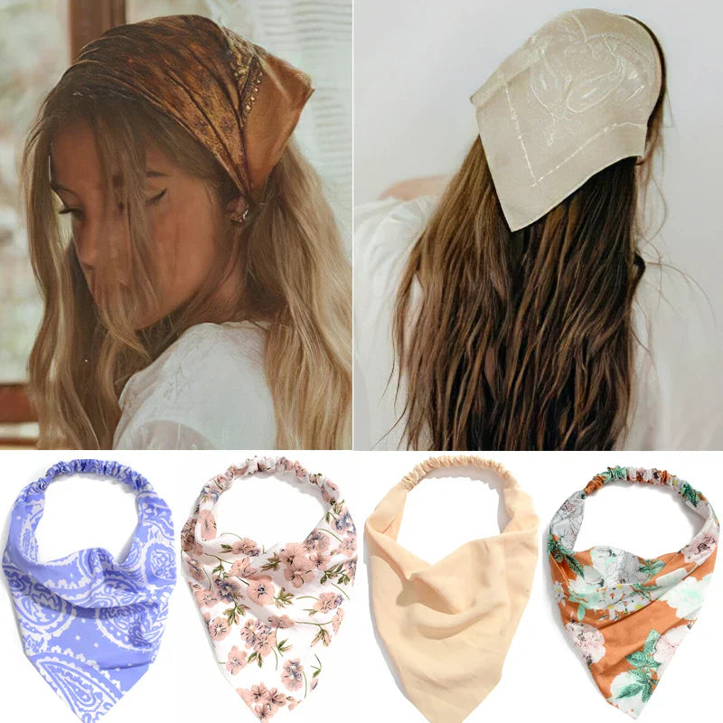 Bandana Vintage Fleurs d'Été 2022 – Accessoires de Cheveux Élégants pour Femmes et Filles