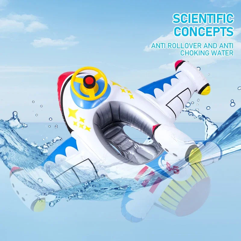 Bouée Gonflable Avion pour Bébés – Jouet Aquatique avec Volant pour le Plaisir d'Été