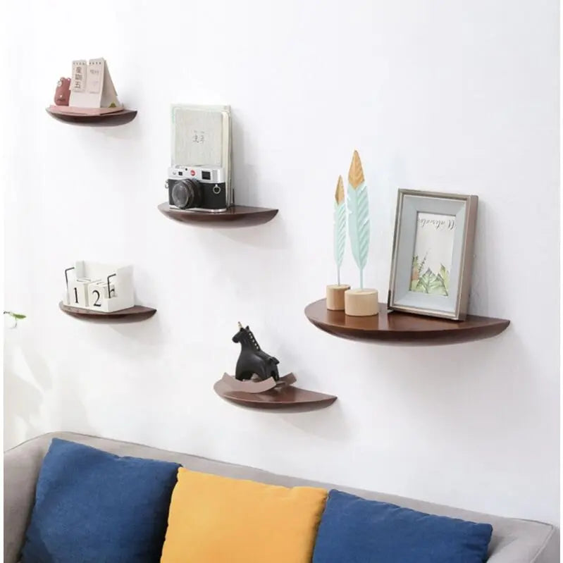 Étagère murale semi-circulaire WoodVogue | Étagère en bois haut de gamme pour l'affichage et le rangement de projecteurs