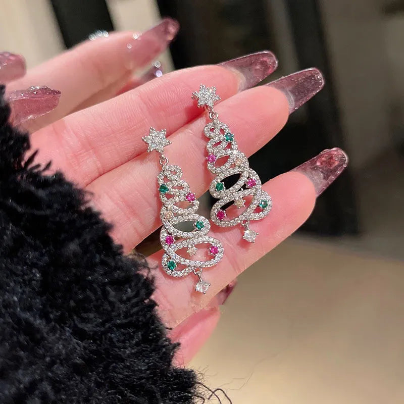 Boucles d'oreilles en pompons arbre de Noël