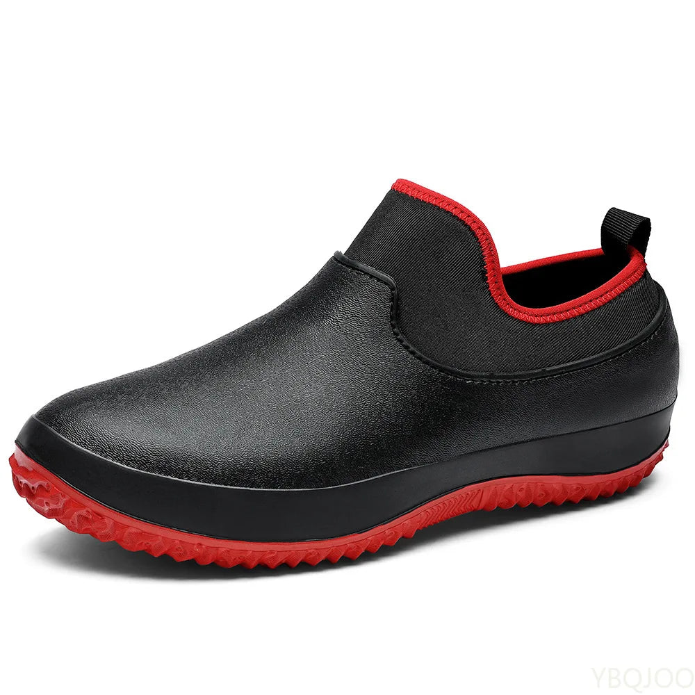 AquaElegance Bottes de Pluie Courtes pour Hommes | Chaussures en Caoutchouc Imperméables, Antidérapantes et Confortables, Idéales pour les Chefs et les Activités en Plein Air par Temps Pluvieux.
