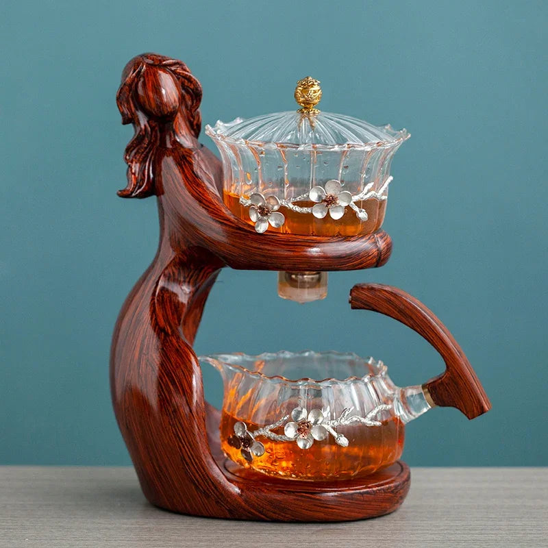 TeaLux Artisan Ensemble de Théière | Ensemble de thé élégant et automatique avec verre résistant à la chaleur et support stylé pour une expérience d'infusion parfaite