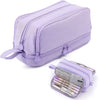 Trousse en toile noire avec compartiment pour règle | Trousse | Étui à double couche pour utilisation scolaire