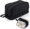 Trousse en toile noire avec compartiment pour règle | Trousse | Étui à double couche pour utilisation scolaire