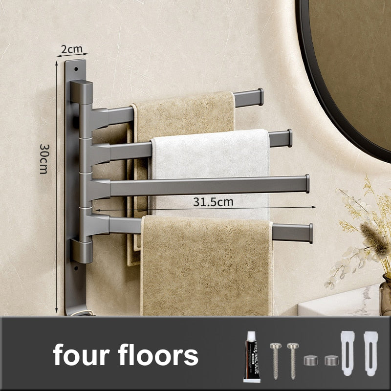 LuxuraElegance Porte-serviettes Pivotant | Monté au mur, autocollant et sans perçage pour une expérience de salle de bain raffinée
