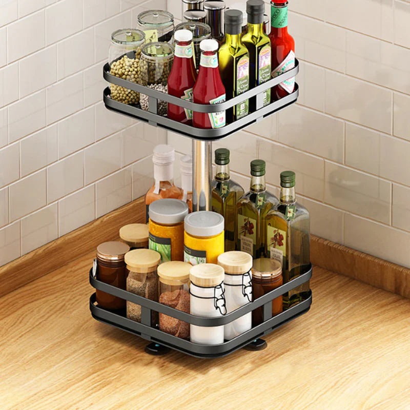 Organisateur de Condiments Luxe GourmetSphere | Support rotatif à 360° pour un espace cuisine optimal