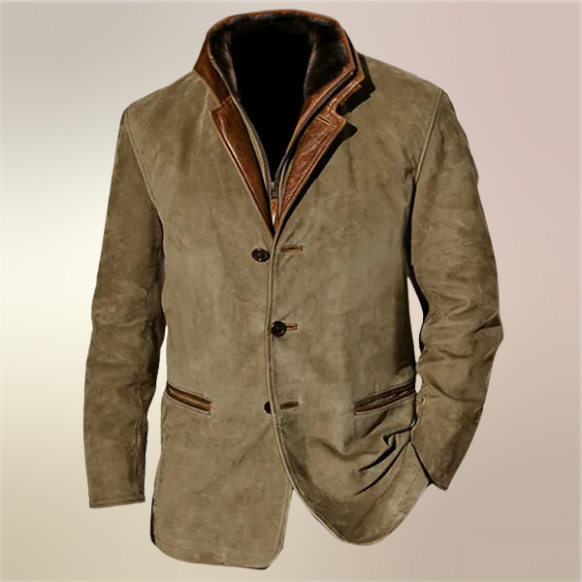 Veste Heren en Suède Vintage avec Doublure – Noam