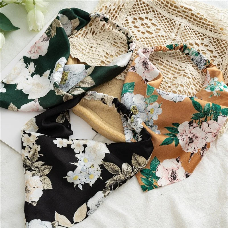 Bandana Vintage Fleurs d'Été 2022 – Accessoires de Cheveux Élégants pour Femmes et Filles