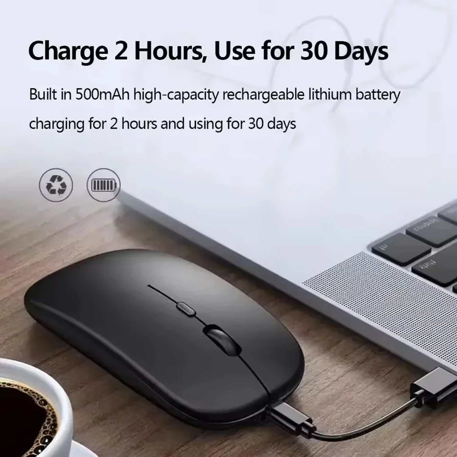 Souris de Jeu Sans Fil ClickPro Rechargeable Design Ergonomique Silencieux | Souris de Jeu | Souris Sans Fil pour Ordinateur Portable, PC, iPad & Tablettes